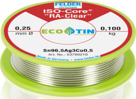 Solder, lead-free, SAC (Sn96.5Ag3.0Cu0.5), Ø 0.25 mm, 0.1 kg, 53760210