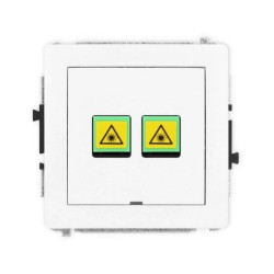 DECO Mechanizm gniazda światłowodowego/optycznego podwójnego, bez pola opisowego, biały mat 25DGOPBO-2