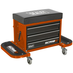 Sealey SCR18O Mechanic&#x27;s Utility Seat &amp; Toolbox - Orange