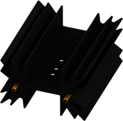 Extruded heatsink, (L x W x H) 50.8 x 42 x 25 mm, 5.3 K/W, black anodized, 10019199