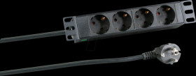 EK631DE.10 10" power strip, 1U, 4-way, black