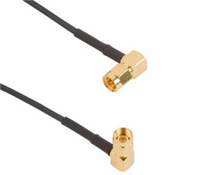 Coaxial cable, SMA plug (angled) to SMA plug (angled), 50 Ω, RG-174/U, grommet black, 914 mm, 135104-02-36.00