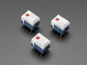 Adafruit Step Switch with LED - Three Pack of White with Red LED - PB86