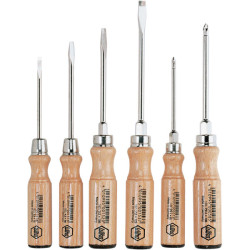Wiha 162HK6SO 07149 Wooden Slotted/ Phillips Screwdriver Set - 6pc