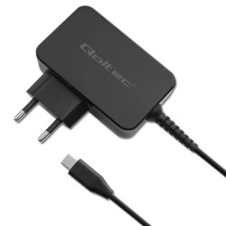 Qoltec Ładowarka GaN POWER PRO 1xUSB-C 65W 5-20V 3-3.25A Laptop Smartfon Czarna