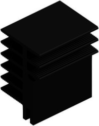 Extruded heatsink, (L x W x H) 37.5 x 30 x 45 mm, 5.7 to 2.2 K/W, black anodized, 10020627