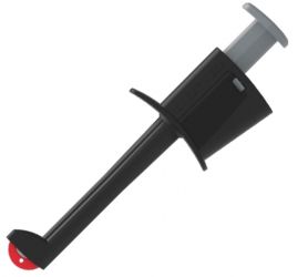 6001-IEC-SW Chwytak haczykowy z gniazdem 4mm, czarny, ELECTRO-PJP, 6001IECSW