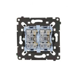 Simon 55 Przycisk roletowy podwójny trójpozycyjny 1-0-2 (mechanizm) 10 A, 250 V~, szybkozłącza, czarna rama SZP2MR