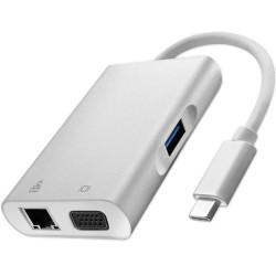 Qoltec Hub Adapter USB-C 3.1 4w1 USB 3.0 VGA RJ45 USB-C PD 92W
