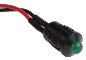 Lampka kontrolna do montażu panelowego 24V dc, zielona 8mm LED Czarny Wyprowadzenia RS PRO