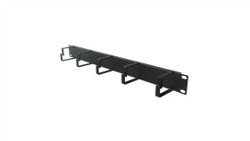 Organizator Kabli Rack 19 1U Metalowy Czarny Z 5 Uchwytami