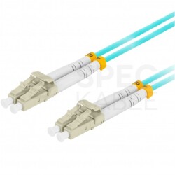 Patchcord światłowodowy MM LC/UPC-LC/UPC duplex 3mm OM3 bezhalogenowy LSOH aqua 3m LANBERG