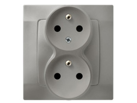 KARO Gniazdo podwójne z funkcją niezmienności faz srebrny perłowy GP-2SC/43 OSPEL