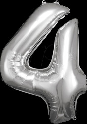 9906289 AMSCAN foil balloon, number 4, silver