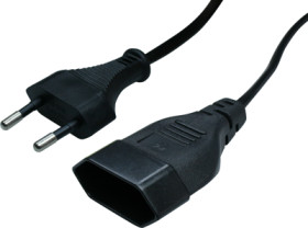 Extension cable, Europe, plug type C, straight on socket type C, straight, H03VVH2-F2x0.75 mm², black, 3 m, 50508