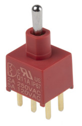 Przełącznik Wł.-wył.-(wł.) DPDT RS PRO Płytka drukowana długość przełącznika 7.62mm