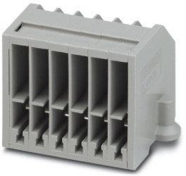 PCB connector, 6 pole, angled, gray, 1080100