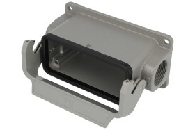 Obudowa złącza; Han B; 19300161251; 16B; metal; proste; na panel; niska konstrukcja; wyjście na dławnicę M25; z 1 klamrą; 1 bocz