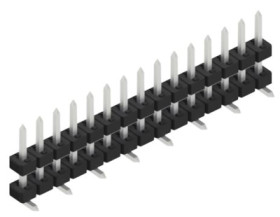Pin header, 15 pole, pitch 2 mm, angled, black, SLY11SMD05115Z