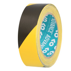 Taśma ostrzegawcza szerokość 38mm Czarny/żółty Taśma do wyznaczania ciągów komunikacyjnych Advance Tapes +60°C PVC