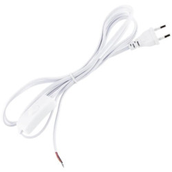 Sznur Przyłączeniowy Kabel 2.5m 2x0.5 z włącznikiem kołyskowym BIAŁY