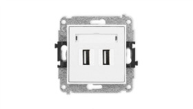 Icon Mechanizm Gniazda Podwójnego 2Xusb A-A 2.0 Biały Mat 25Igusb-2