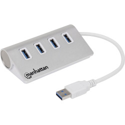 Manhattan 163767 USB Hub 4 ports USB 3.0 Aluminium casing White
