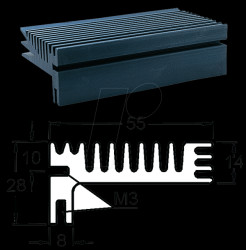 Special heat sink, 94x55x28mm, 3.6K/W