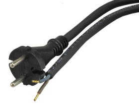 Przewód z wtyczką gumowy 2x1,5mm 3m czarny