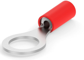 Insulated ring cable lug, 0.3-1.42 mm², AWG 22 to 16, 7.92 mm, M8, red, 2-320572-1
