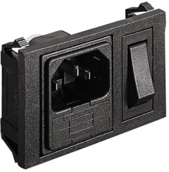 Combination element plug C14, 3 pole, screw mounting, plug-in connection, black, BZH01/Z0000/02