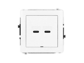 DECO Gniazdo USBx2 podwójne C-C bez pola opisowego biały DGUSBBO-8 KARLIK