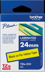 TZE-C51 laminated writing tape, black on signal yellow, 24mm