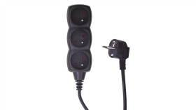 Przedłużacz 3-Gniazda Z/U 1,5M /H05vv-F 3G1/ Czarny Pc0311
