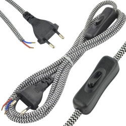 Przewód w oplocie do lampki 2x0,75mm 2m zebra