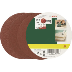 Bosch 2607019497 Orbital Sandpaper Set Hook &amp; Loop Perf. &#xD8; 125mm 25pk