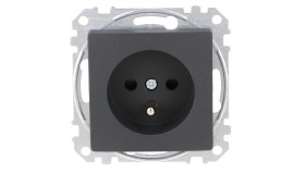 Gniazdo Zasilające 2P+Pe Z Przesł Torów Pr Zaciski Bezg, Czarny Antracyt,...