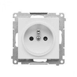 Simon 55 Gniazdo wtyczkowe pojedyncze z uziemieniem i przesłonami (moduł) 16 A 250 V, szybkozłącza Jasnoszary mat TGZ1CZ.01/114