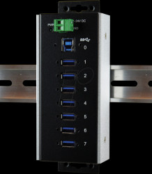 EX-1187HMVS-WT USB 3.0 7-port industrial hub, 7x A, -40°C - +85°C