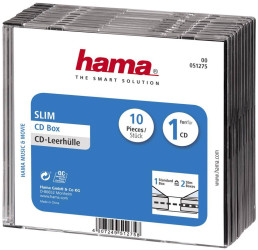 Hama Pokrowiec Slim CD 00051275 1 CD/DVD/Blu-Ray przeźroczysty, czarny polistyren 10 szt.