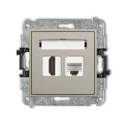 MINI Mechanizm gniazda pojedynczego HDMI 2.0, 4K + gniazda komp. poj. 1xRJ45, kat. 5e, 8-stykowy taupe 60MGHK