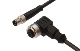 Złącze do samokonfekcjonowania M12 kątowe żeńskie 3-pinowe M8 męskie proste 3-pinowe 3x0,34mm² PUR 60V IP67 VK150F60