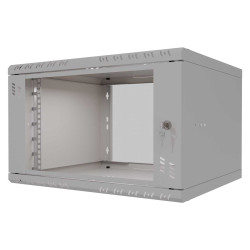 Szafa wisząca Standard 19" 6U, 450mm, drzwi szklane, szara