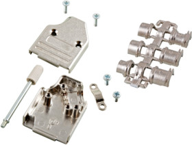 D-Sub connector housing, size: 1 (DE), angled 35°, cable Ø 3 to 13 mm, zinc die casting, silver, 29560.1