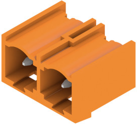 Pin header, 2 pole, pitch 7.62 mm, angled, orange, 1472480000