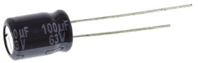 Kondensator 100μF 63V dc Radialny, Otwór przelotowy Panasonic roztaw: 3.5mm 8 (Dia.) x 11.5mm