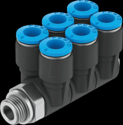 186255 Multiple distributor, with external thread G1/4, outlets: 6x 6 m