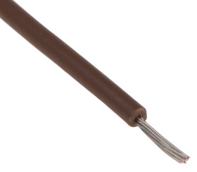 Przewód montażowy 0,2mm² Brązowy RS PRO XLPE 24 AWG 6 kV DC dł. 100m 11/0,16 mm +105°C UL 3239