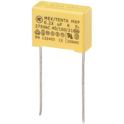 TRU COMPONENTS 450236 MKP-X2 capacitor Radial lead 0.22 &#xB5;F 275 V AC 10% 15mm