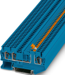 Knife disconnect terminal, tension clamp connection, 0.08-4.0 mm², 3 pole, 20 A, 6 kV, blue, 3037821